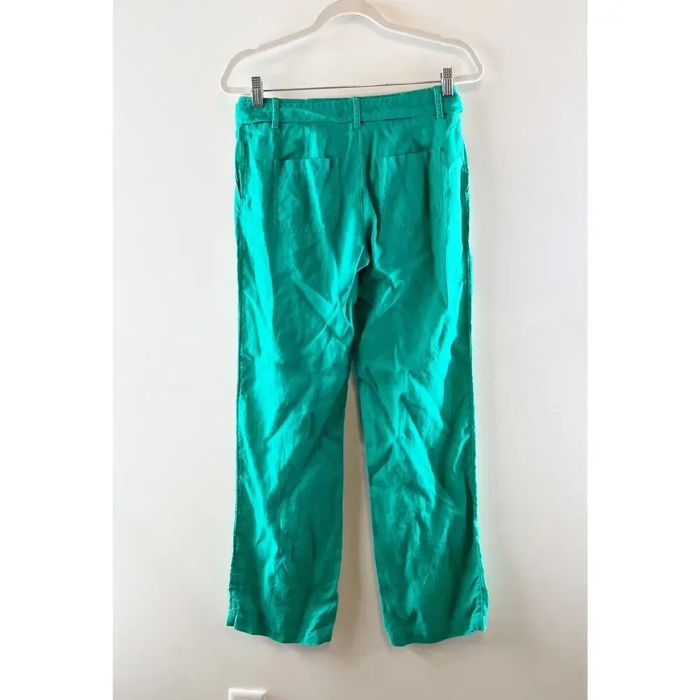 Banana Republic Low Rise Linen Beach Pants Palm Beach Turquoise Green